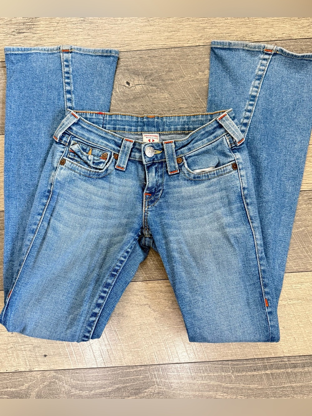 True Religion Joey Low Rise Flare Jeans Blue Waist 26